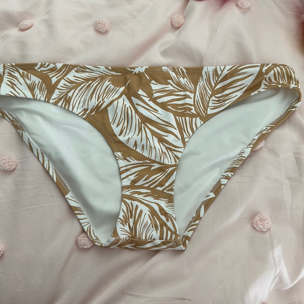 Madewell Second Wave Balconette Bikini Bottom in Palm Leaves size Large NWT